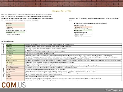 CQM Manager Role vs Title