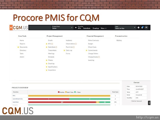 Procore PMIS for CQM